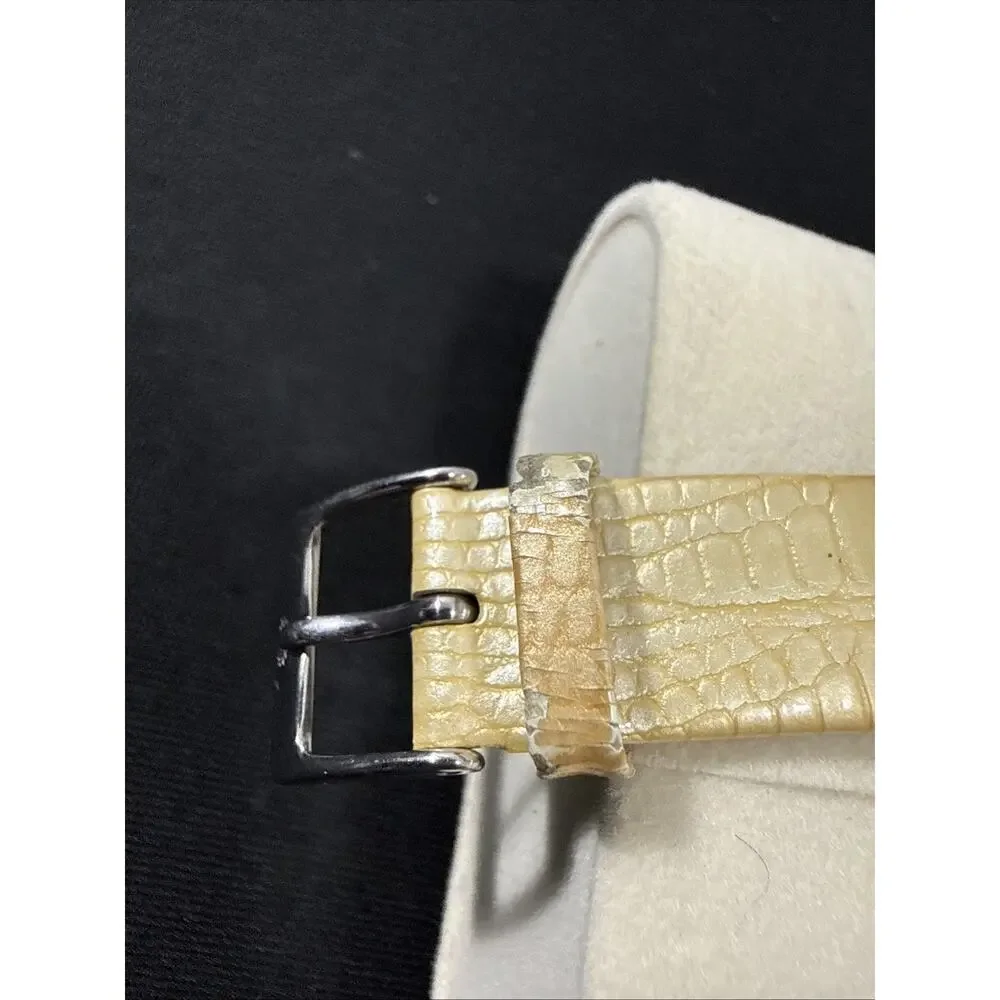 Vintage Womens Skagen Denmark Slim Steel Leather Band New Battery Runs Excellent
